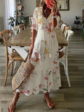 Boho Maxikleid Damen mit Bauchbedeckung Stil – Novalya