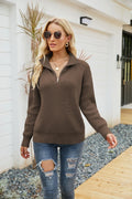 Damen Strickpullover mit Halfzip und lockerem Schnitt – Lara