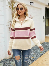 Damen Strickpullover mit Halfzip und lockerem Schnitt – Lara