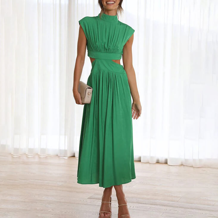 Elegantes Faltenkleid Damen mit Taschen – Diana