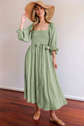 Elegantes Kleid Rüschenärmel Seitenausschnitt Glamour – Eloura
