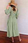 Elegantes Kleid Rüschenärmel Seitenausschnitt Glamour – Eloura